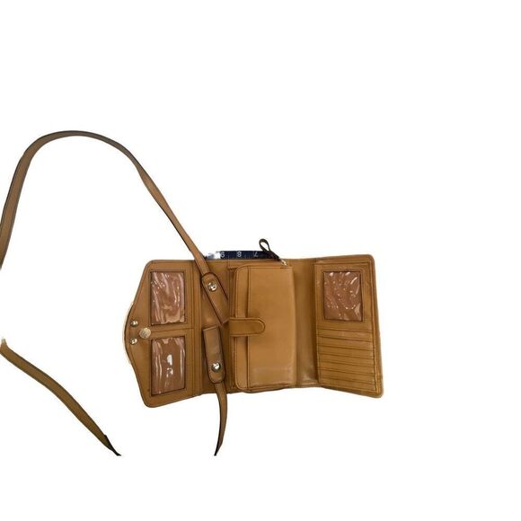 Bueno Tan Crossbody Wallet Purse Shoulder Bag Butterfly Embossed Gator Croc 2in1 - Picture 5 of 11